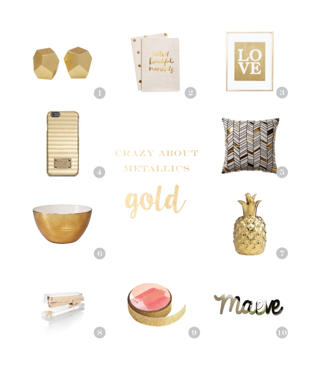 Inject some metallic into your life with gold |round up of housewares, decor items, stationery and more | So Sweet Collective